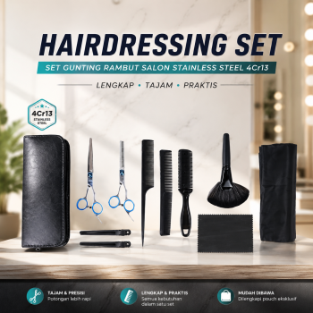 Gambar produk KNIFEZER Set Gunting Rambut Salon 10in1 Buffing Stainless Steel 4Cr13 - MR4017