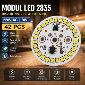 SOO Chip LED 2835 Lampu Driverless Cool White 6500K 220V 9W 42PCS - COB4040-AC220-9