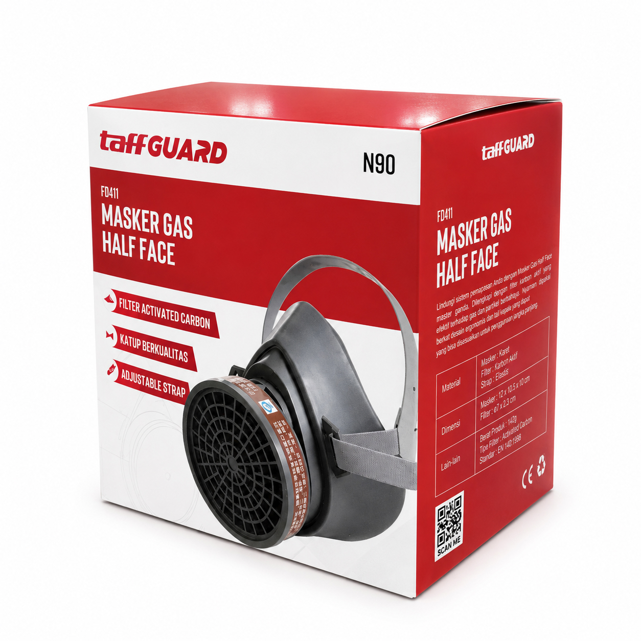 Gambar produk KY Masker Gas Respirator Half Face with Activated Carbon Filter - FD411 - Kemasan