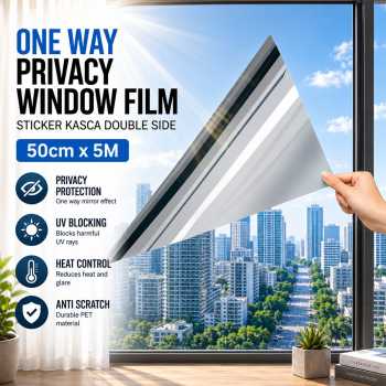Viny Stiker Kaca Double Side Curtain Window Film One Way Privacy PET - AF10