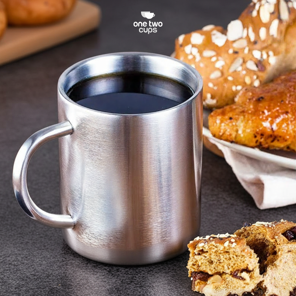 Gambar produk One Two Cups Cangkir Kopi Stainless Tahan Panas Double Wall 283ml - MG031 - 7