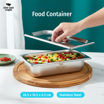 Gambar produk One Two Cups Food Container Stainless Steel Wadah Makanan Prasmanan 1/4x6cm - GN-201