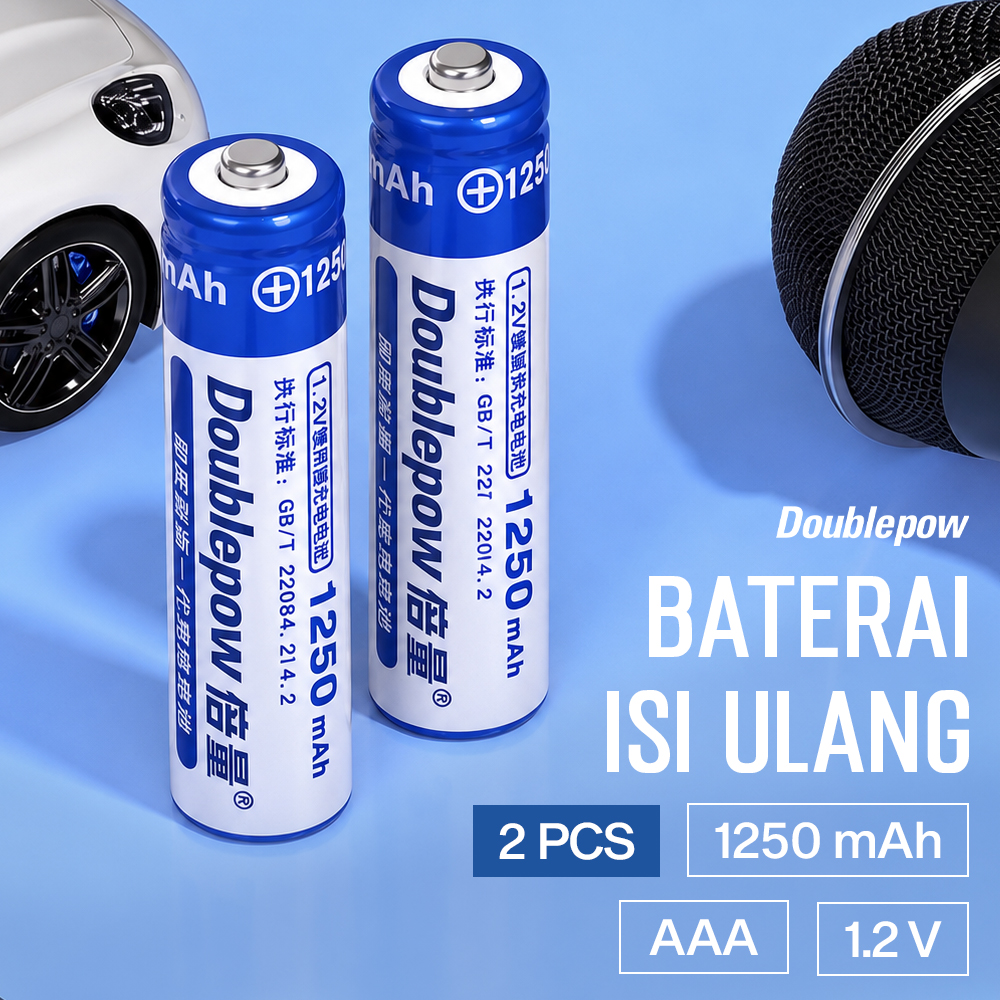 Gambar produk Doublepow Baterai Isi Ulang AAA Ni-MH Button Top 1250mAh 1.2V 2 PCS - Utama