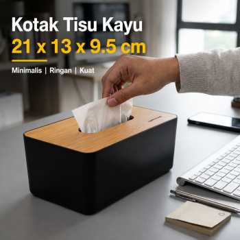 TaffHOME Kotak Tisu Kayu Multifungsi Wooden Tissue Box 21x13x9.5cm - ZJ05