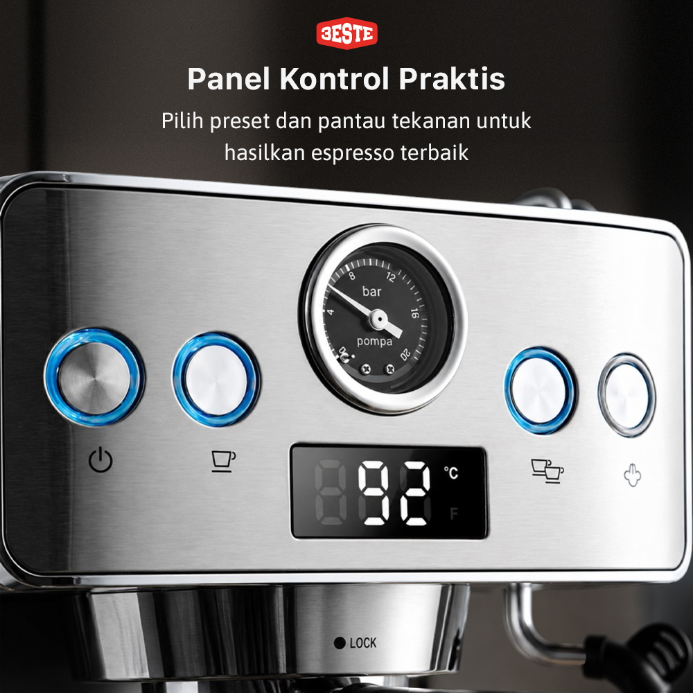 Gambar produk Trieste Mesin Kopi Espresso Coffee Maker Frothing 20 Bar 1.2L 1150 W - CM-601G - 5