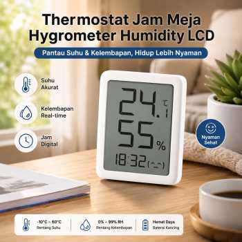 Gambar produk Miaomiaoce Thermostat Jam Meja Hygrometer Humidity LCD - MHO-C601