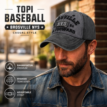 HATBY Topi Baseball Bordir 3D Casual Style BROSVILLE NYS Katun Cap - H052