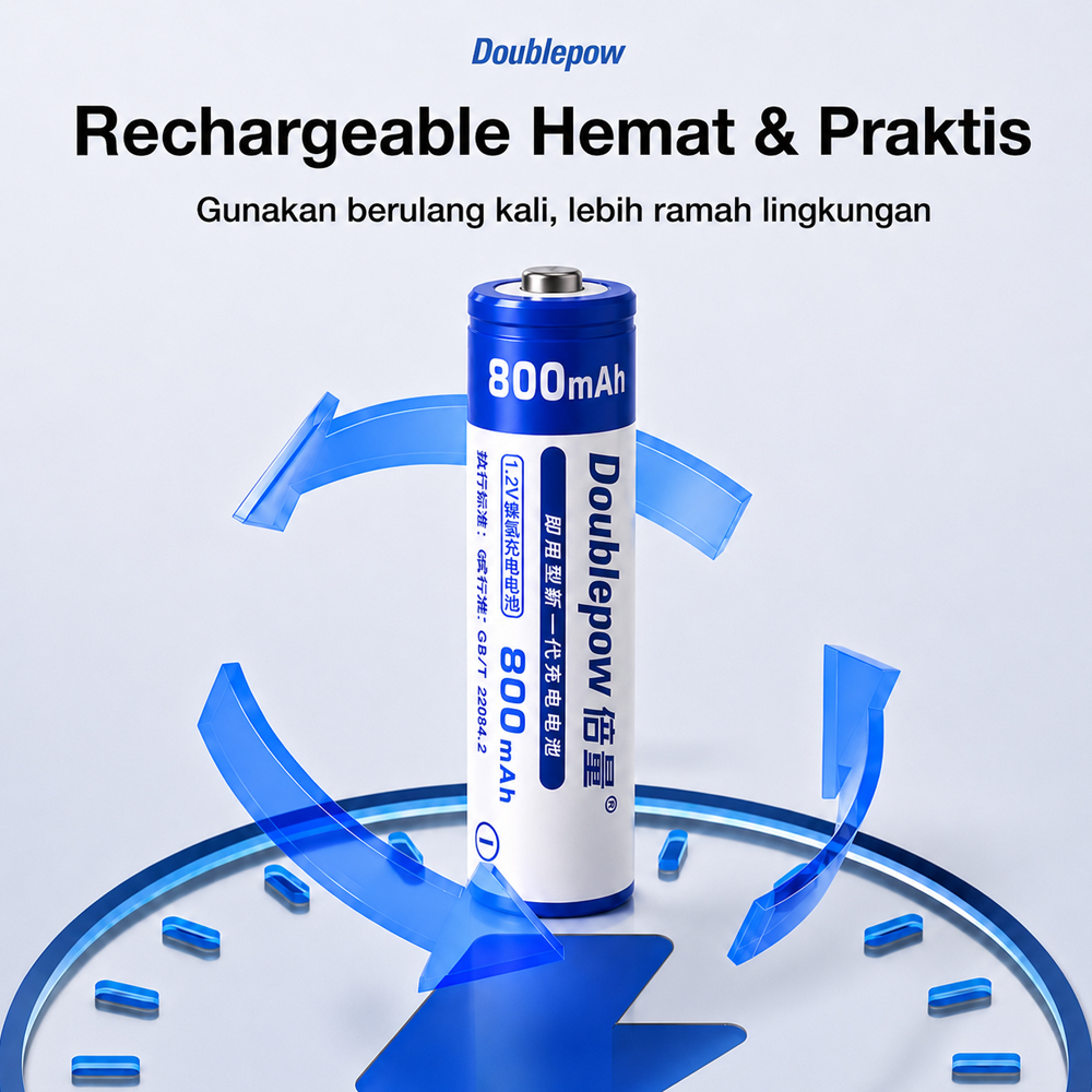 Gambar produk Doublepow Baterai Isi Ulang AA Ni-MH Button Top 800 mAh 1.2V 2 PCS - 2
