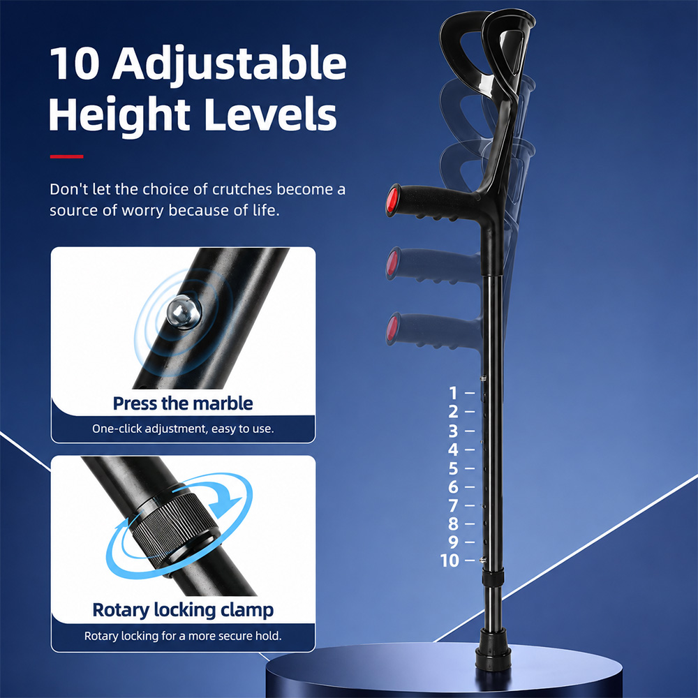 Gambar produk BXA Alat Bantu Tongkat Jalan F Lipat Walking Stick Crutch Adjustable - YC8200E - 3