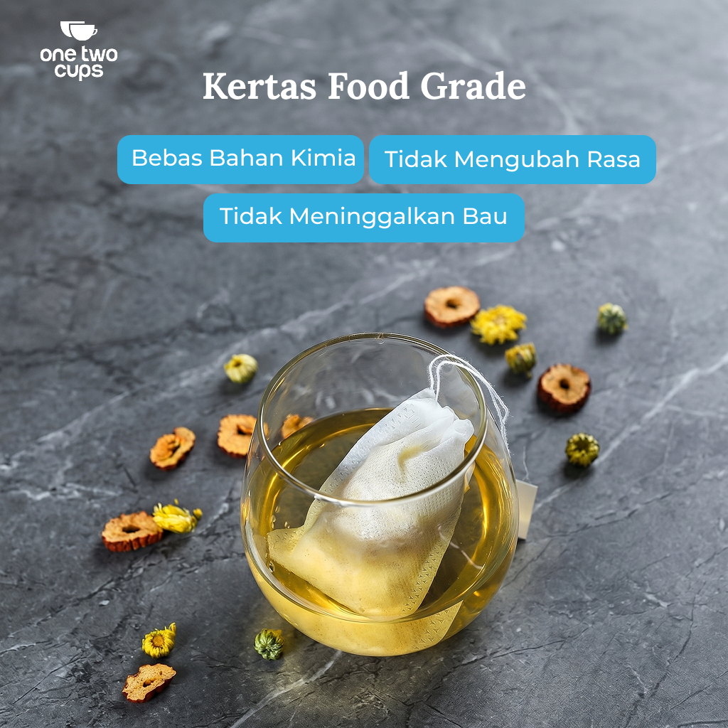 Gambar produk One Two Cups Kantong Teh Celup Kain Saringan Tea Bag Disposable 100PCS 5.5x7cm - M100 - 2