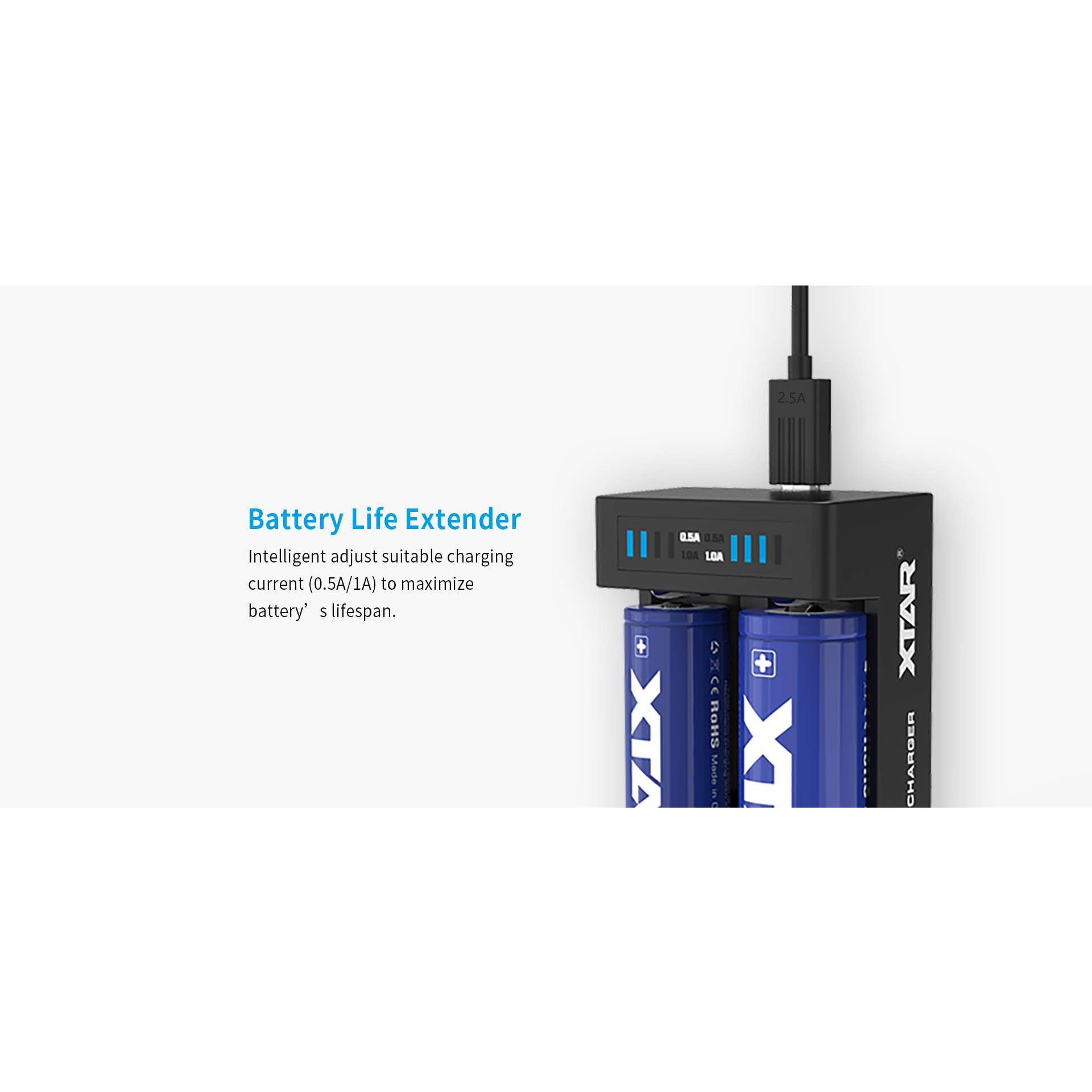 Gambar produk XTAR Charger Baterai 2 Slot 14500 18650 21700 Li-Ion Type C - MC2 Plus-C KT - 4