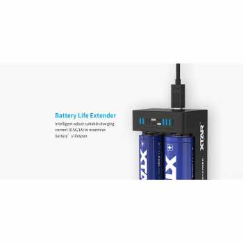 Gambar produk XTAR Charger Baterai 2 Slot 14500 18650 21700 Li-Ion Type C - MC2 Plus-C KT - 4