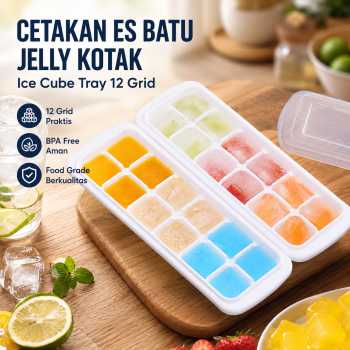 Gambar produk TaffHOME Cetakan Es Batu Jelly Kotak Ice Cube Tray 12 Grid - DY0972