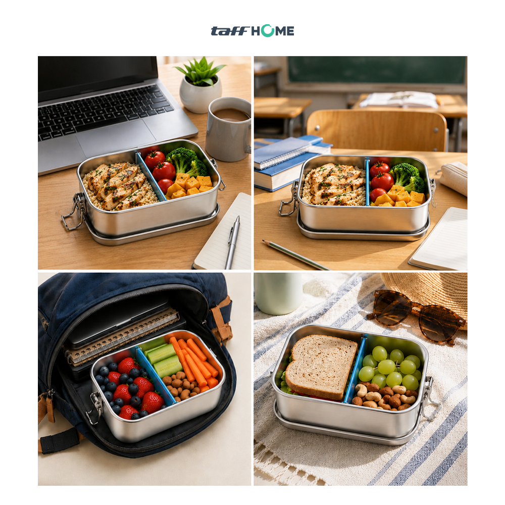 Gambar produk TaffHOME Kotak Makan Lunch Box Stainless Steel 304 with Partition 850ml - UM58 - 6