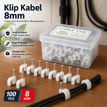 Taffware Klip Kabel Cable Clip Round Wire Management with Box - YQ802