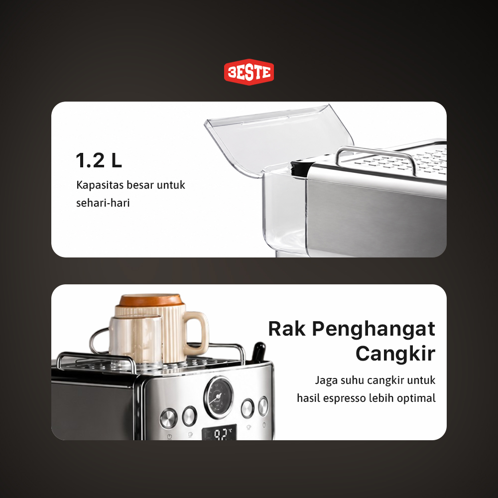 Gambar produk Trieste Mesin Kopi Espresso Coffee Maker Frothing 20 Bar 1.2L 1150 W - CM-601G - 6