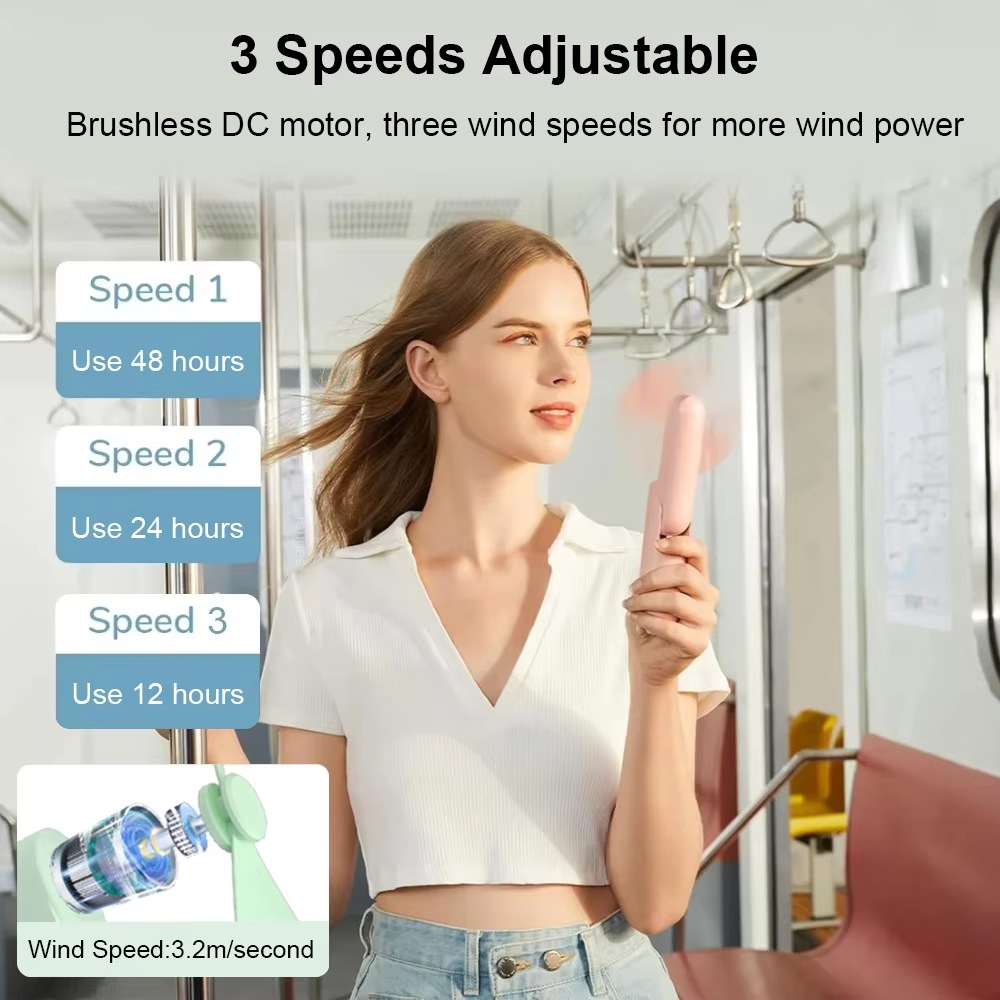 Gambar produk ZUZUO Kipas Angin Portable Genggam 3 Speed Mini Fan Folding 2000mAh - RY-2023 - 3