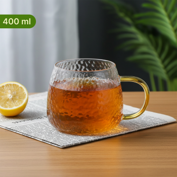 Miflame Cangkir Kopi Kaca Tahan Panas Hammer Aesthetic Mug 400ml - JJ914