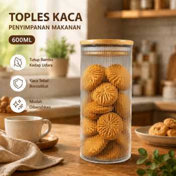 NETA Toples Kaca Penyimpanan Makanan with Bamboo Lid Storage Jar - INU54