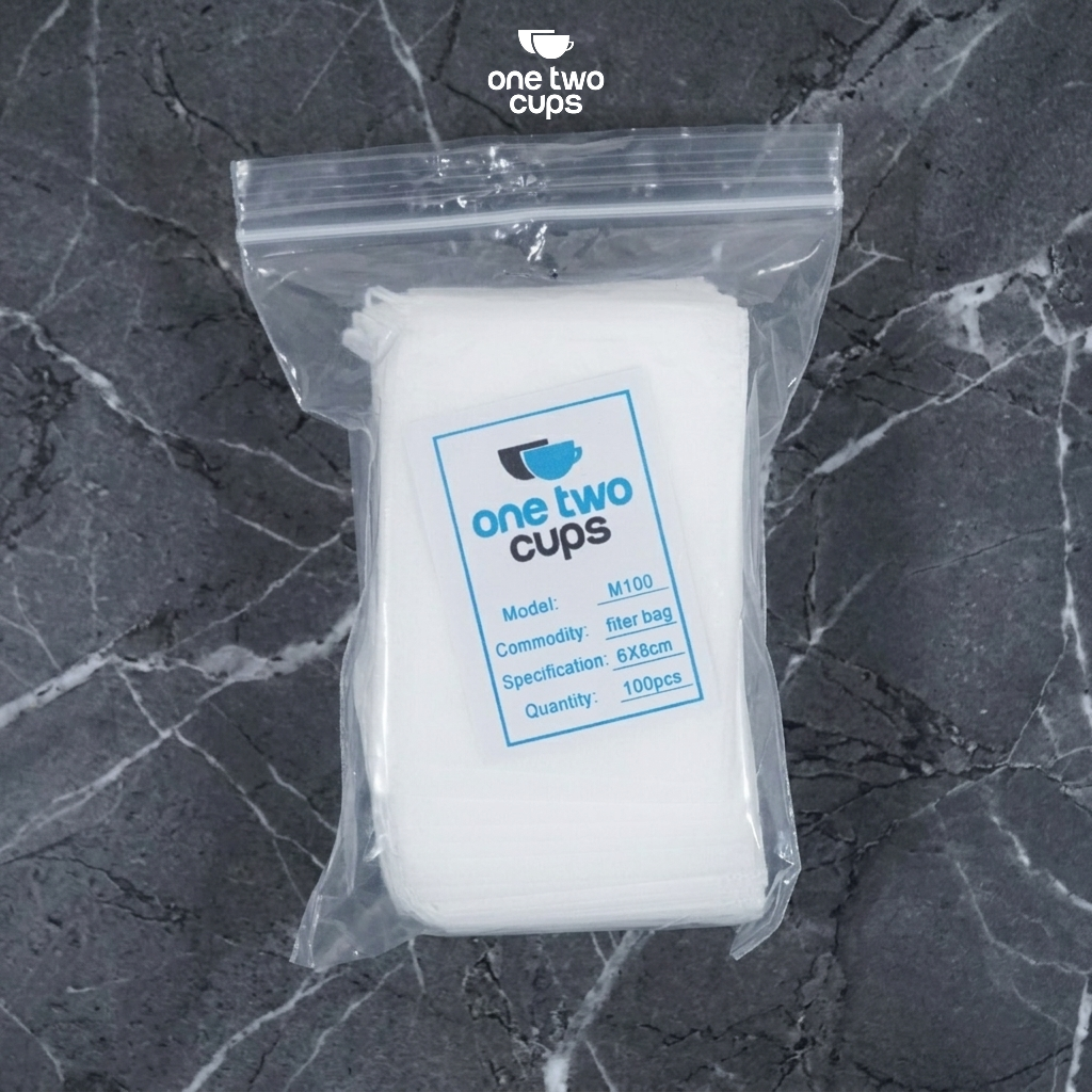 Gambar produk One Two Cups Kantong Teh Celup Kain Saringan Tea Bag Disposable 100PCS 6x8cm - M100 - Kemasan