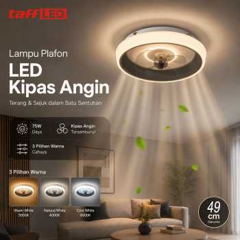 TaffLED Lampu Plafon LED Kipas Angin 75W 49cm Dimmable 3in1 Color - HY1