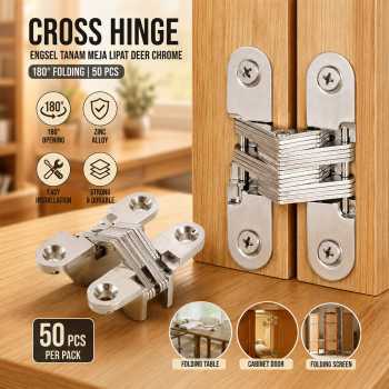 BAZAC Engsel Hinge Kabinet Tanam Meja Lipat Concealed Chrome 50 PCS - HX10