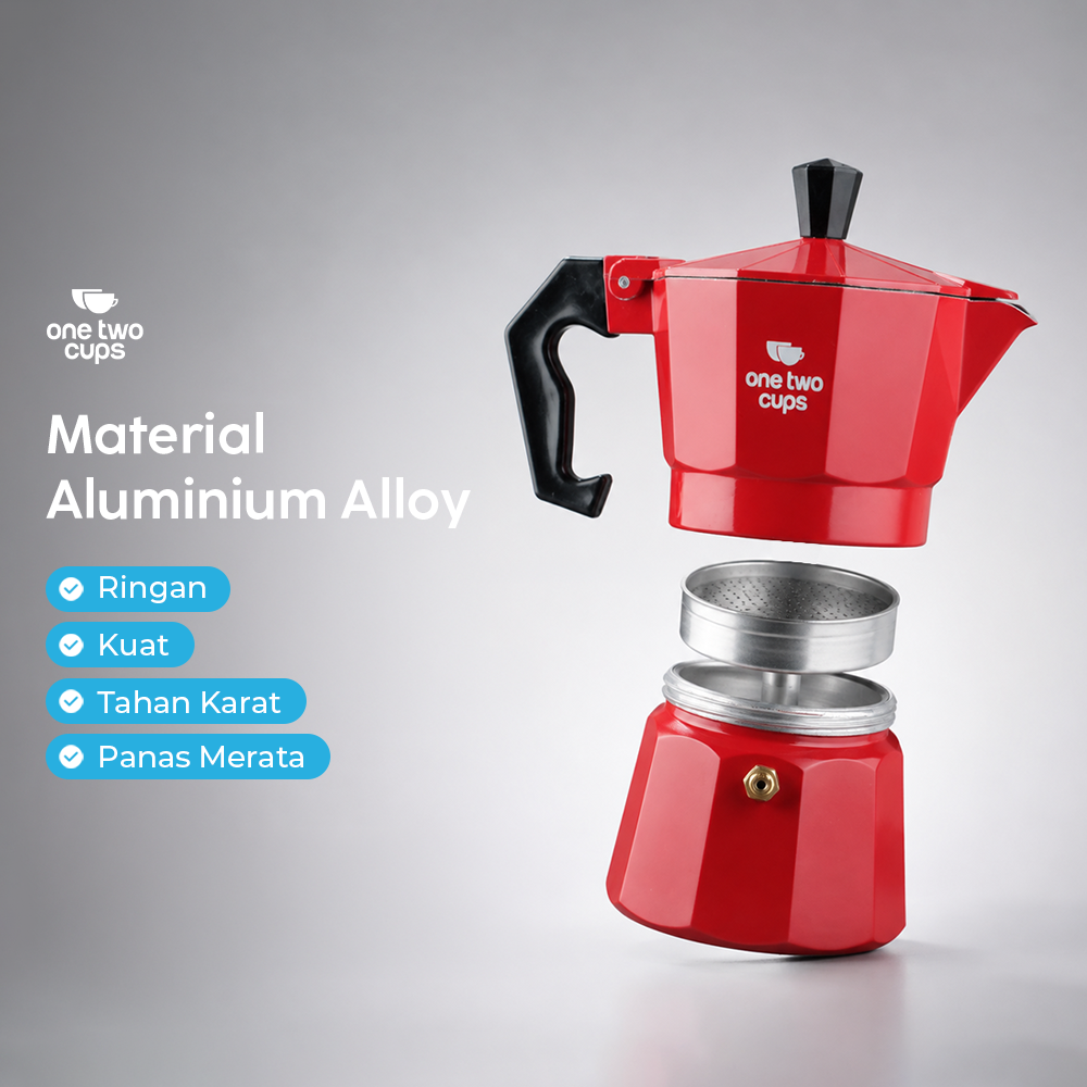 Gambar produk One Two Cups Moka Pot Teko Kopi Espresso Coffee Maker Stovetop 1 Cup 50ml - L10 - 2