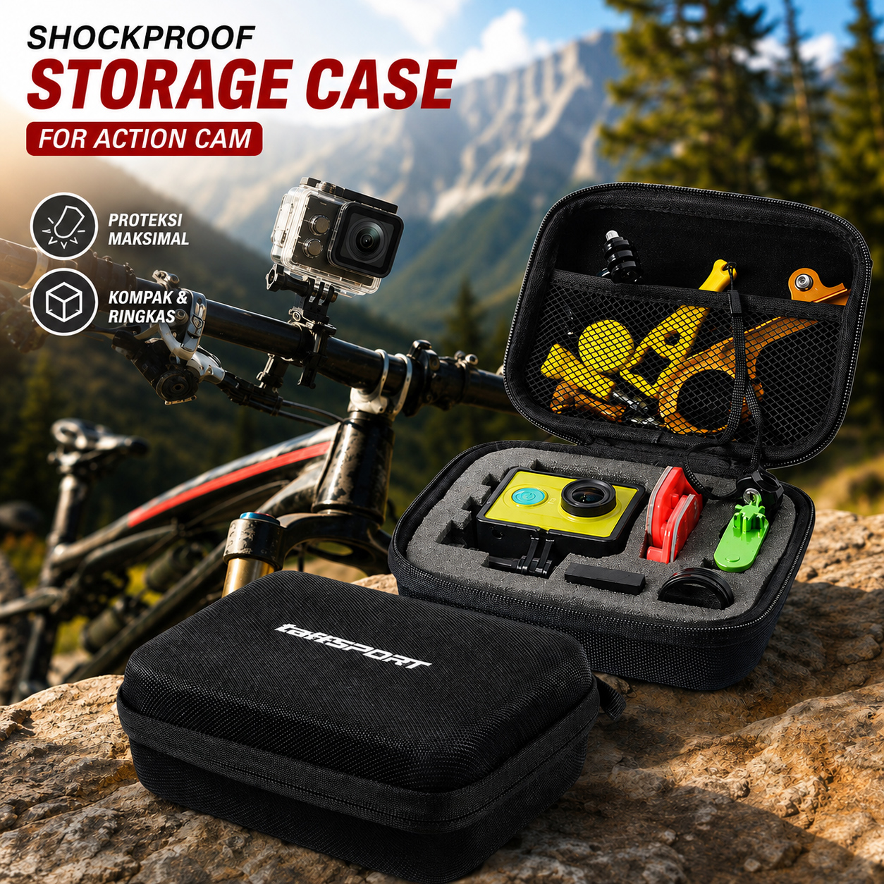 Gambar produk TaffSPORT Case Kamera Aksi Shockproof Storage Case For Xiaomi Yi GoPro - S119 - Utama