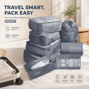 Travel-O Tas Travel Bag Laundry Organizer Packing Cube Waterproof 8PCS - BIB-830