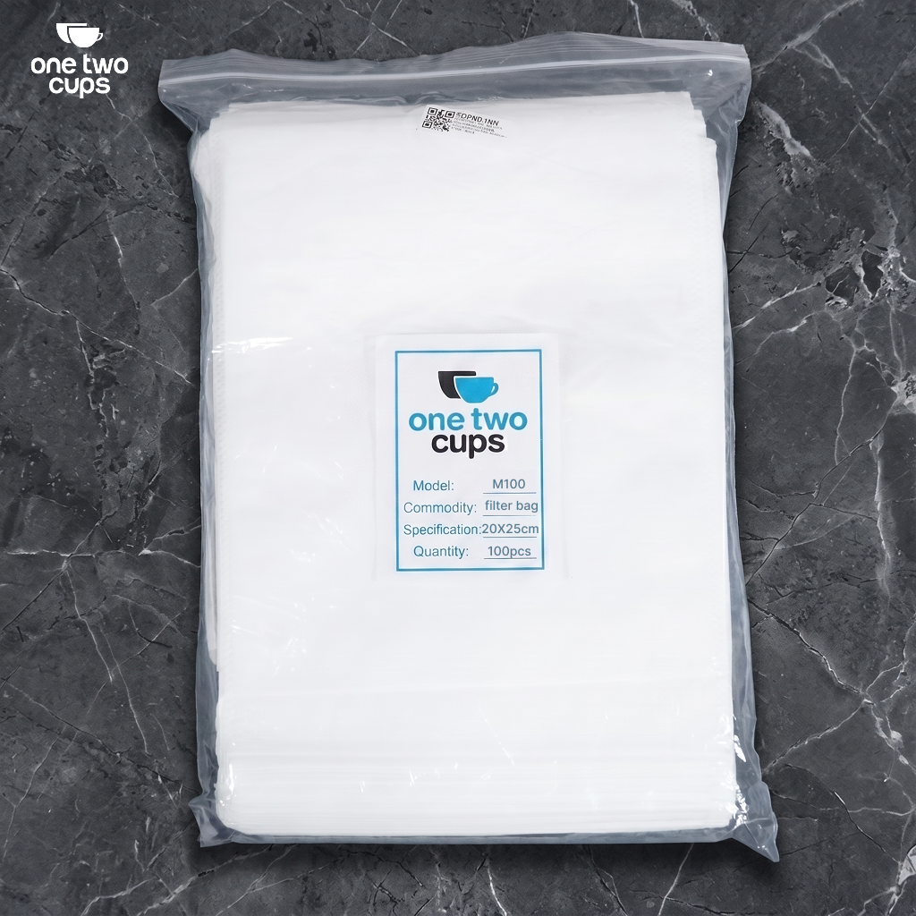 Gambar produk One Two Cups Kantong Teh Celup Kain Saringan Tea Bag Disposable 100PCS 20x25cm - M100 - Kemasan