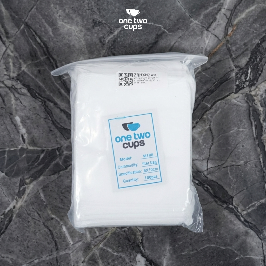 Gambar produk One Two Cups Kantong Teh Celup Kain Saringan Tea Bag Disposable 100PCS 9x10cm - M100 - Kemasan