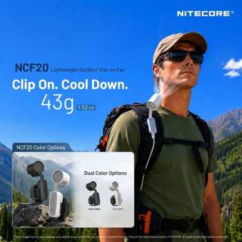 NITECORE Kipas Angin Portable Clip On 3 Speed Level USB C with Bracket - NCF20