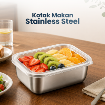 MEXICH Kotak Makan Keeping Box Stainless 304 13.5x10.5x5 cm with Lid - MX65