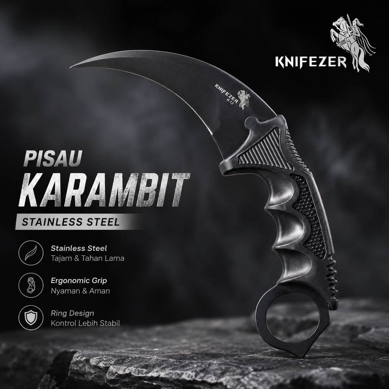 Gambar produk KNIFEZER Pisau Karambit Utility Knife Stainless Steel Koleksi CS GO - H12 - Utama