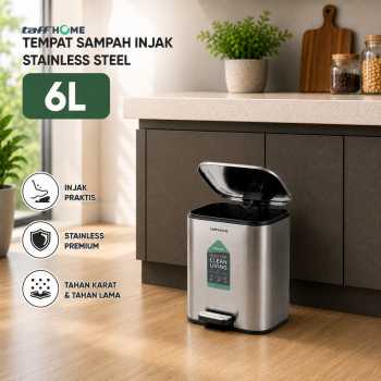 TaffHOME Tempat Sampah Injak Foot Pedal Trash Bin Stainless Steel - M50