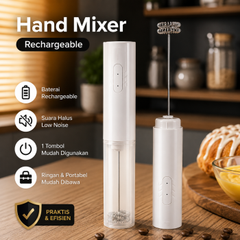 POEMY Hand Mixer Mini Pengocok Milk Frother Rechargeable 3 Speed - D08
