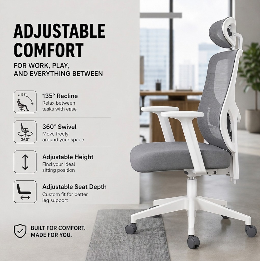 Gambar produk HBADA P5 Pro Kursi Kantor Chair 2D Lumbar Support Fixed Armrest - P302 - 2