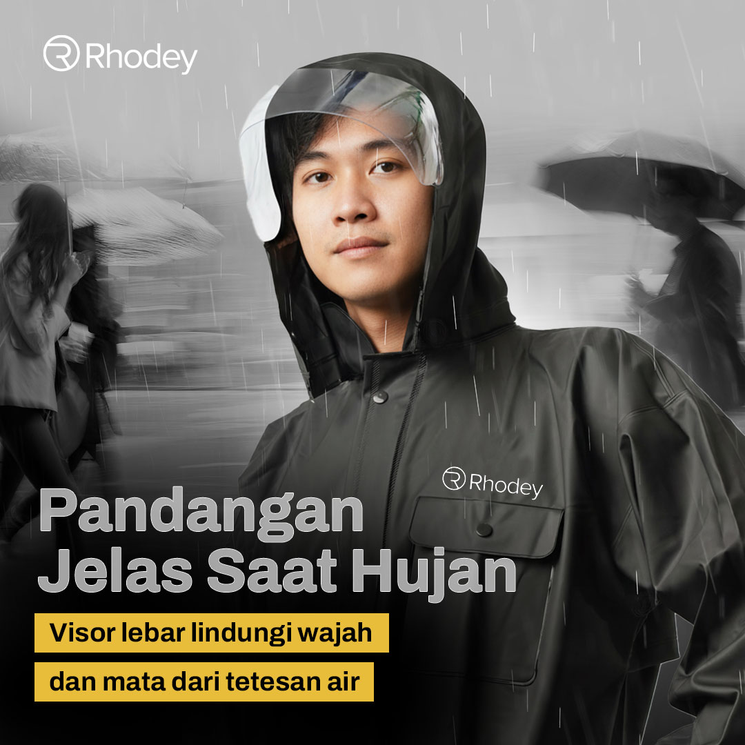 Gambar produk Rhodey Jas Hujan Setelan Motor Visor PVC Waterproof Raincoat M - ZY-12 - 2