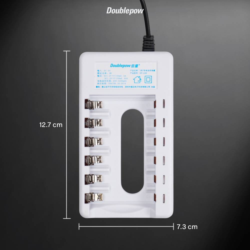 Gambar produk Doublepow Charger Baterai 6 Slot AA AAA Ni-MH Ni-CD with LED - DP-U06 - 8