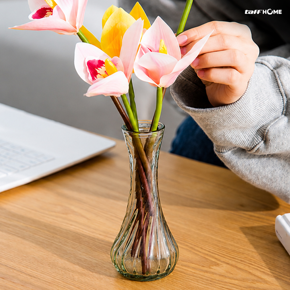 Gambar produk TaffHOME Vas Bunga Botol Kaca Estetik Multifungsi Spiral Flower Vase - FN-15 - Utama