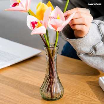 Gambar produk TaffHOME Vas Bunga Botol Kaca Estetik Multifungsi Spiral Flower Vase - FN-15