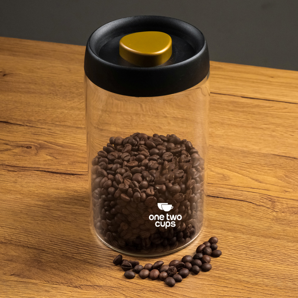Gambar produk One Two Cups Toples Kaca Penyimpanan Biji Kopi Vacuum Sealed Lid 1.2L - SE41 - 1