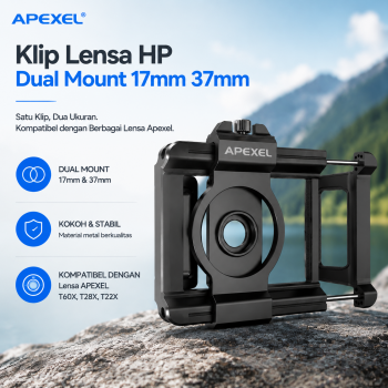 Gambar produk APEXEL Klip Lensa HP Smartphone Dual Mount 17mm 37mm Metal Clip - APL-F005