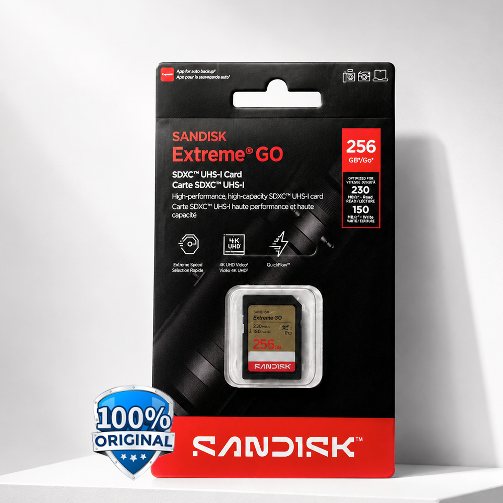 Gambar produk SanDisk Extreme GO SDXC/HC UHS-I Card U3 V30 4K UHD 230MB/s 256GB - SDSDXGN - Utama