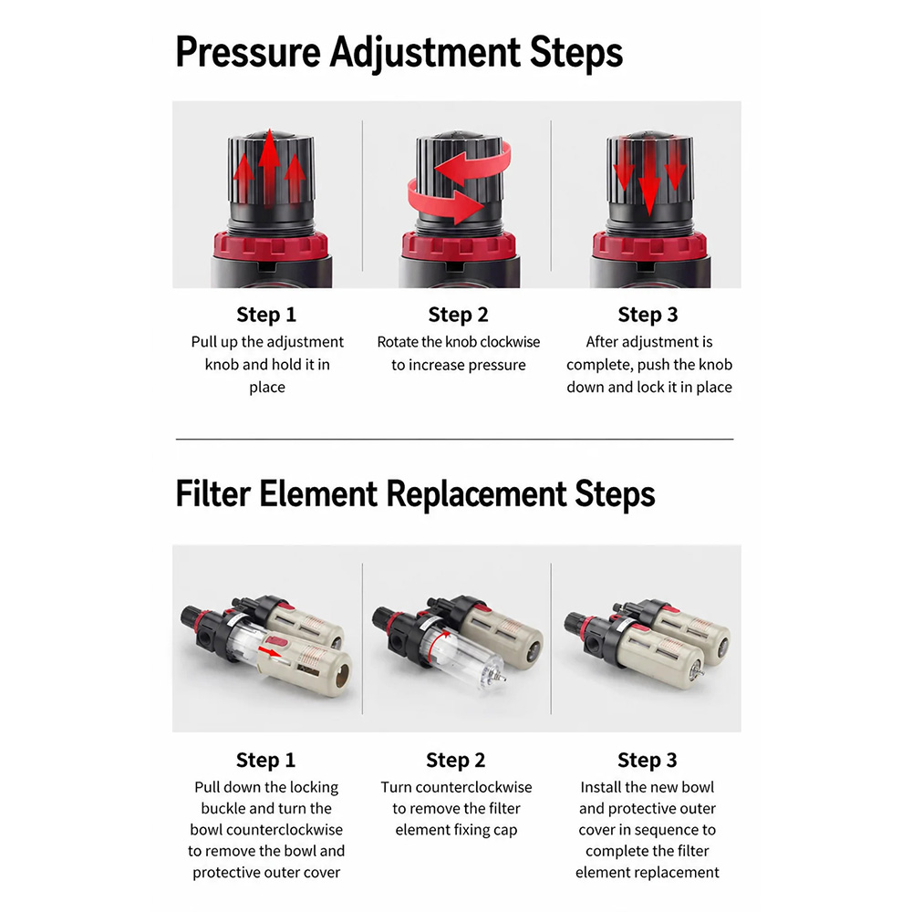 Gambar produk ATO Air Filter Regulator Pneumatic Saringan Kompresor Angin PT1/4 - BFC-2000 - 6