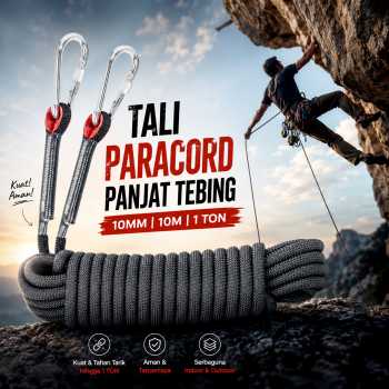 Gambar produk TaffSPORT Tali Paracord Panjat Tebing Climbing Rope 10mm Steel Buckle 10M - P4
