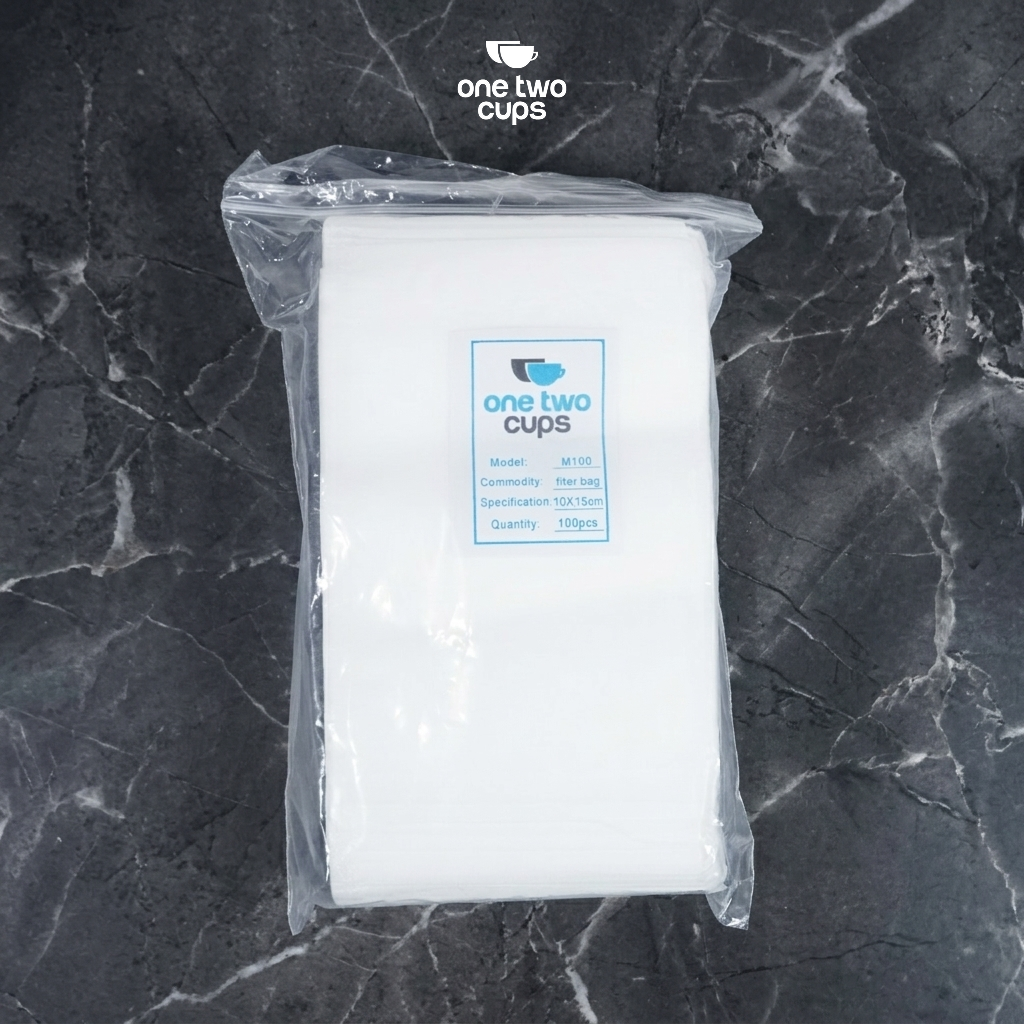 Gambar produk One Two Cups Kantong Teh Celup Kain Saringan Tea Bag Disposable 100PCS 10x15cm - M100 - Kemasan