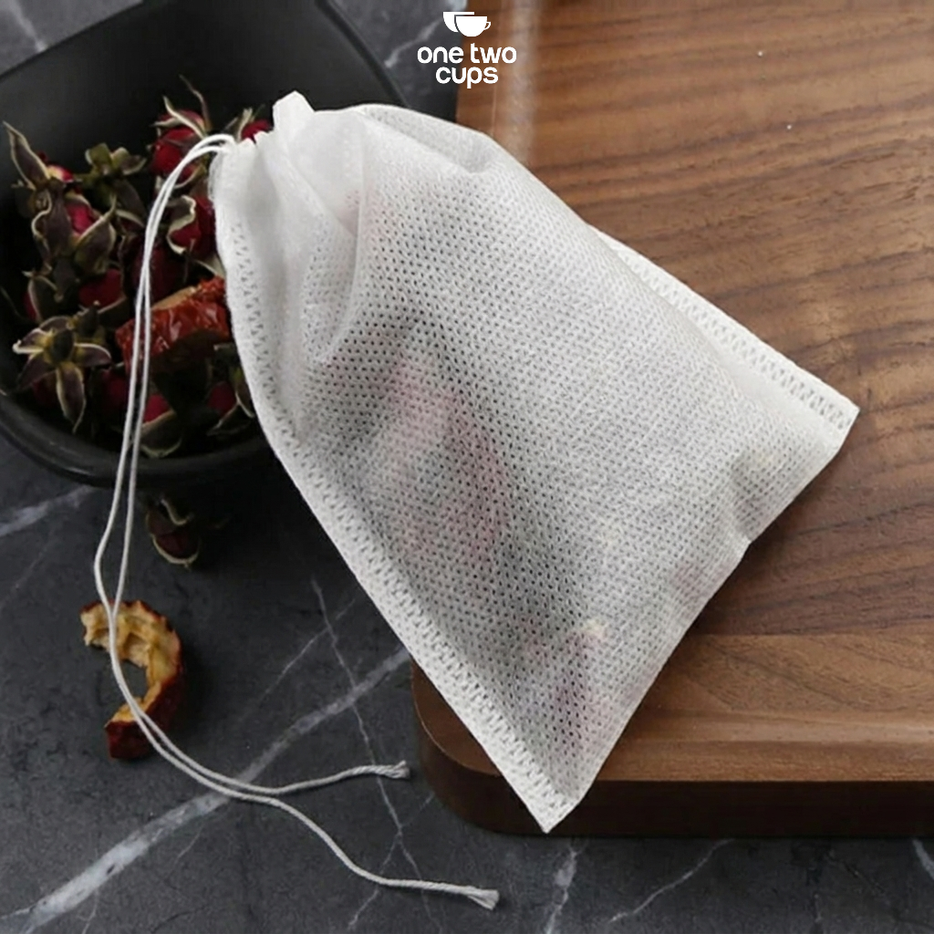 Gambar produk One Two Cups Kantong Teh Celup Kain Saringan Tea Bag Disposable 100PCS 9x10cm - M100 - 5