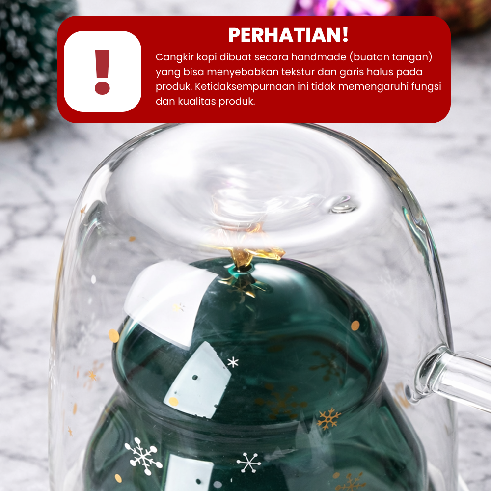 Gambar produk WARM HOME Cangkir Kopi Kaca Double Wall Tahan Panas Mug Glass 300ml - WH3 - 7