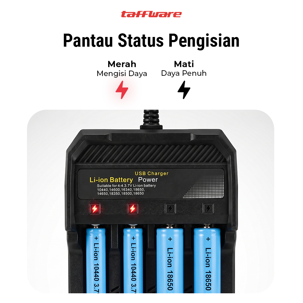 Gambar produk Taffware Charger Baterai 4 Slot 14500 18350 18650 Li-Ion with LED - MS-5D84A - 2